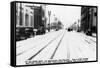 Los Angeles, California - Snow on South Broadway-Lantern Press-Framed Stretched Canvas