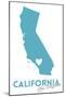 Los Angeles, California - State Outline and Heart (Light Blue)-Lantern Press-Mounted Art Print