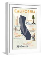 Los Angeles, California - Typography and Icons-Lantern Press-Framed Art Print