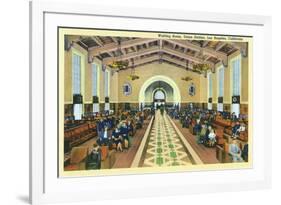 Los Angeles, California - Union Station Interior View of Waiting Room-Lantern Press-Framed Premium Giclee Print