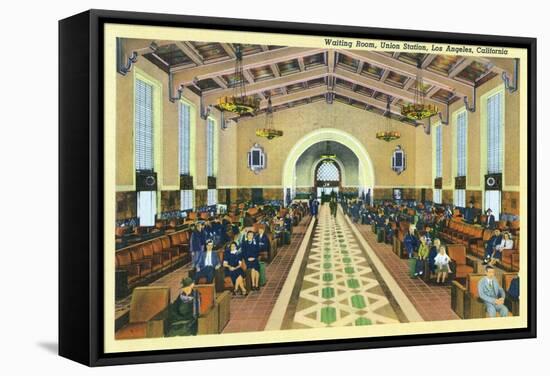 Los Angeles, California - Union Station Interior View of Waiting Room-Lantern Press-Framed Stretched Canvas