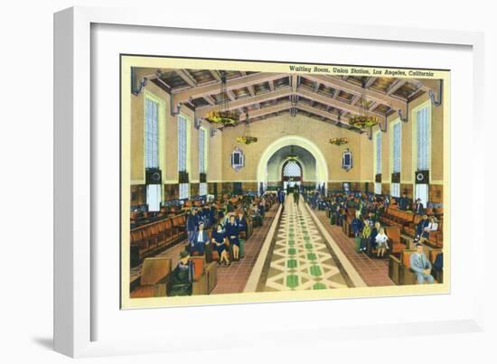 Los Angeles, California - Union Station Interior View of Waiting Room-Lantern Press-Framed Art Print