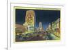 Los Angeles, California - View of Miracle Mile, Wilshire Blvd at Night-Lantern Press-Framed Premium Giclee Print