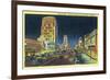 Los Angeles, California - View of Miracle Mile, Wilshire Blvd at Night-Lantern Press-Framed Premium Giclee Print