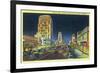 Los Angeles, California - View of Miracle Mile, Wilshire Blvd at Night-Lantern Press-Framed Premium Giclee Print