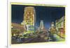 Los Angeles, California - View of Miracle Mile, Wilshire Blvd at Night-Lantern Press-Framed Art Print