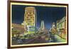 Los Angeles, California - View of Miracle Mile, Wilshire Blvd at Night-Lantern Press-Framed Art Print