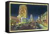 Los Angeles, California - View of Miracle Mile, Wilshire Blvd at Night-Lantern Press-Framed Stretched Canvas