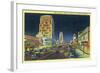 Los Angeles, California - View of Miracle Mile, Wilshire Blvd at Night-Lantern Press-Framed Art Print