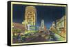 Los Angeles, California - View of Miracle Mile, Wilshire Blvd at Night-Lantern Press-Framed Stretched Canvas