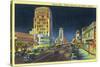 Los Angeles, California - View of Miracle Mile, Wilshire Blvd at Night-Lantern Press-Stretched Canvas