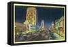 Los Angeles, California - View of Miracle Mile, Wilshire Blvd at Night-Lantern Press-Framed Stretched Canvas