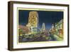 Los Angeles, California - View of Miracle Mile, Wilshire Blvd at Night-Lantern Press-Framed Art Print