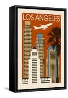 Los Angeles, California - Woodblock-Lantern Press-Framed Stretched Canvas