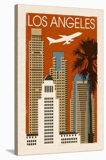 Los Angeles, California - Woodblock-Lantern Press-Stretched Canvas