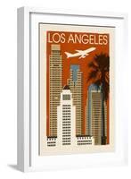 Los Angeles, California - Woodblock-Lantern Press-Framed Art Print