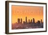 Los Angeles, California - Yellow Skyline-Lantern Press-Framed Art Print