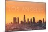 Los Angeles, California - Yellow Skyline-Lantern Press-Mounted Art Print