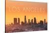 Los Angeles, California - Yellow Skyline-Lantern Press-Stretched Canvas