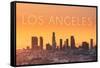 Los Angeles, California - Yellow Skyline-Lantern Press-Framed Stretched Canvas