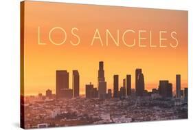 Los Angeles, California - Yellow Skyline-Lantern Press-Stretched Canvas