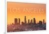 Los Angeles, California - Yellow Skyline-Lantern Press-Framed Art Print