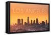 Los Angeles, California - Yellow Skyline-Lantern Press-Framed Stretched Canvas