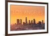 Los Angeles, California - Yellow Skyline-Lantern Press-Framed Premium Giclee Print