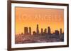 Los Angeles, California - Yellow Skyline-Lantern Press-Framed Premium Giclee Print