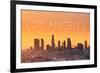 Los Angeles, California - Yellow Skyline-Lantern Press-Framed Premium Giclee Print