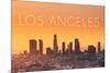 Los Angeles, California - Yellow Skyline-Lantern Press-Mounted Premium Giclee Print