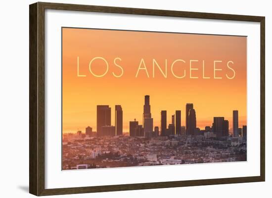 Los Angeles, California - Yellow Skyline-Lantern Press-Framed Art Print