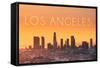 Los Angeles, California - Yellow Skyline-Lantern Press-Framed Stretched Canvas