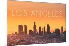 Los Angeles, California - Yellow Skyline-Lantern Press-Mounted Art Print