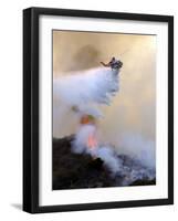 Los Angeles City Fire Helicopter Drops Water on a Hot Spot in the Angeles National Forest-null-Framed Photographic Print