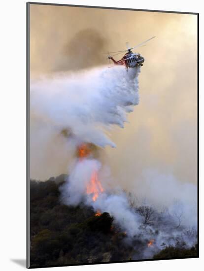 Los Angeles City Fire Helicopter Drops Water on a Hot Spot in the Angeles National Forest-null-Mounted Photographic Print