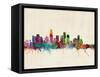 Los Angeles City Skyline-Michael Tompsett-Framed Stretched Canvas