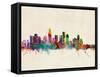 Los Angeles City Skyline-Michael Tompsett-Framed Stretched Canvas