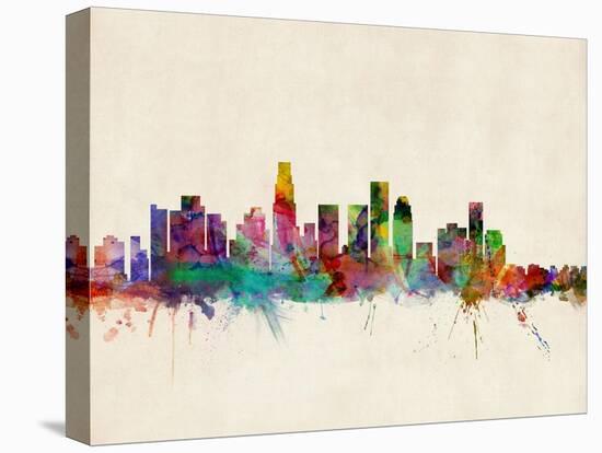 Los Angeles City Skyline-Michael Tompsett-Stretched Canvas