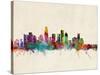 Los Angeles City Skyline-Michael Tompsett-Stretched Canvas