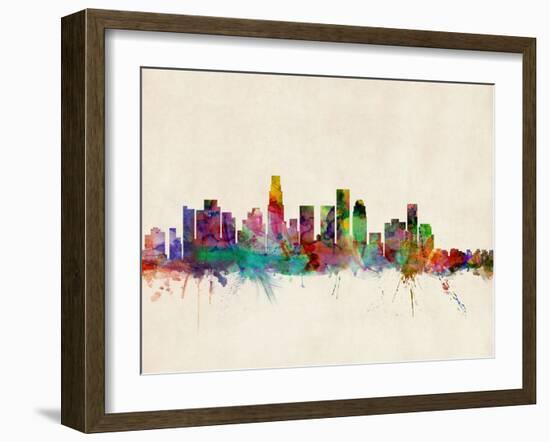 Los Angeles City Skyline-Michael Tompsett-Framed Art Print