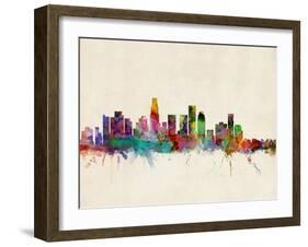 Los Angeles City Skyline-Michael Tompsett-Framed Art Print