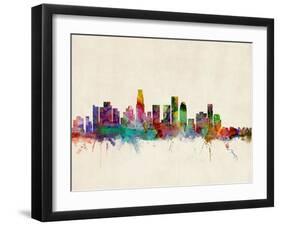 Los Angeles City Skyline-Michael Tompsett-Framed Art Print