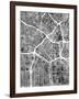 Los Angeles City Street Map-Michael Tompsett-Framed Art Print