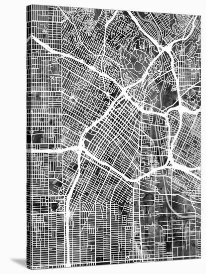 Los Angeles City Street Map-Michael Tompsett-Stretched Canvas