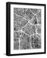 Los Angeles City Street Map-Michael Tompsett-Framed Art Print