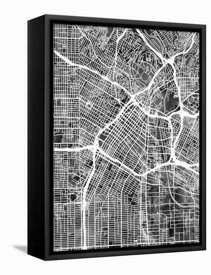 Los Angeles City Street Map-Michael Tompsett-Framed Stretched Canvas