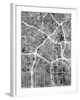 Los Angeles City Street Map-Michael Tompsett-Framed Art Print