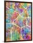 Los Angeles City Street Map-Michael Tompsett-Framed Art Print