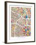 Los Angeles City Street Map-Michael Tompsett-Framed Art Print